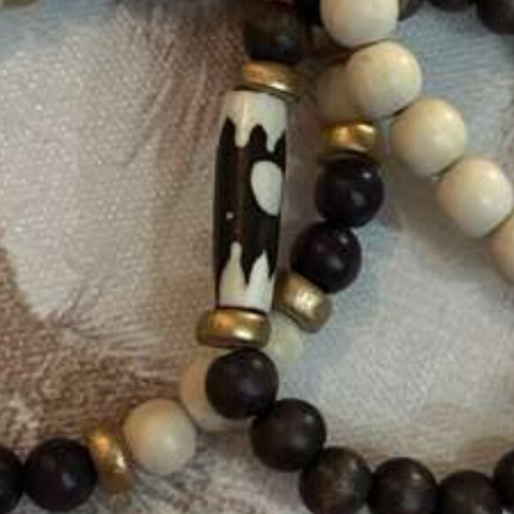 Boho Wood Bead Stackable Bracelet Set of 3 - Picture 3 of 4